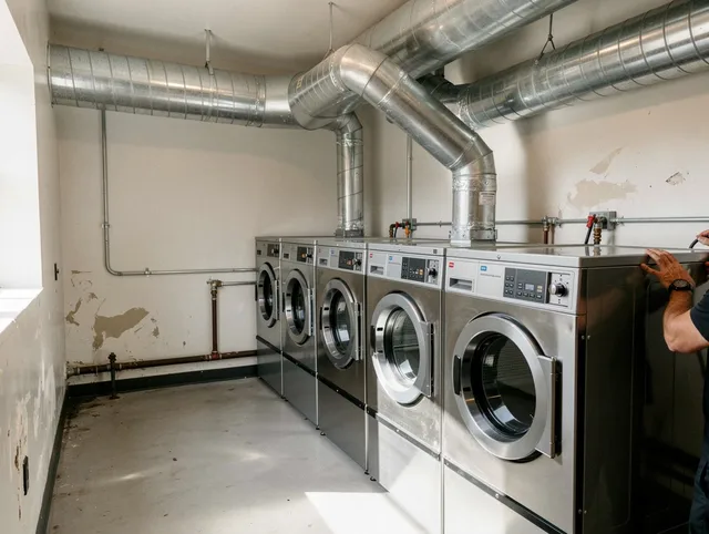 Weston Dryer Vent Cleaning team performing large-scale commercial dryer vent cleaning in Weston